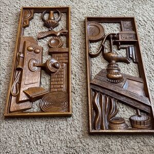 Vintage  TURNER mfg. Wall Art Of Water Pump & Barrel Scene  Rustic Country Home